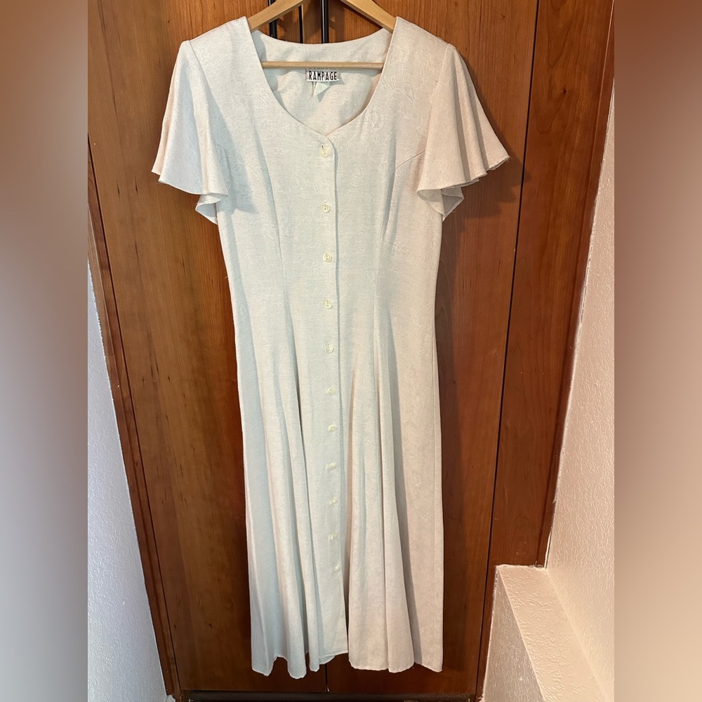 Vintage Rampage Cream Maxi Dress with Button-Down Front